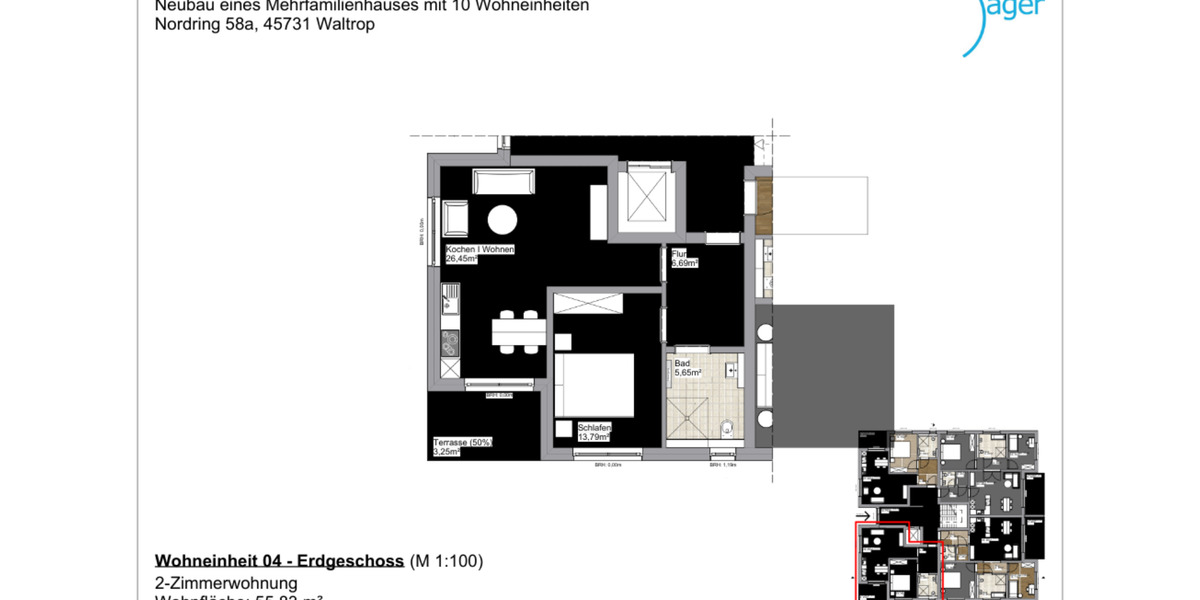 Erstbezug! Barrierefreie 2-Zimmer-Erdgeschosswohnung mit Terrasse in Waltrop-Zentrum 2 zimmer