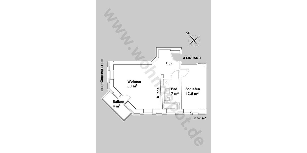 Etagenwohnung Leipzig Möckern - 2 Zimmer, 53 m&sup2;, 585&euro; | Angebot:26887631