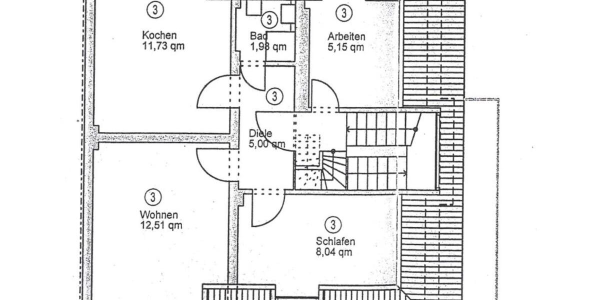 Dachgeschoßwohnung Saarbrücken Malstatt - 3 Zimmer, 54 m&sup2;, 135.000&euro; | Angebot:23312285