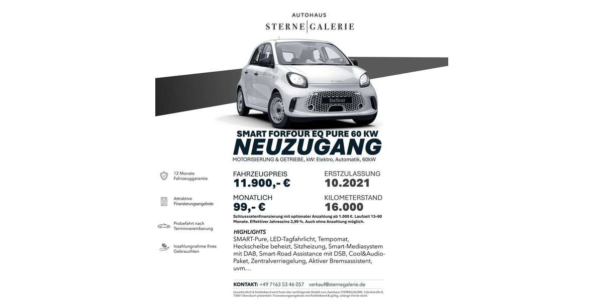Smart forFour 16.000 km 11.900 &euro; Ebersbach an der Fils 73061