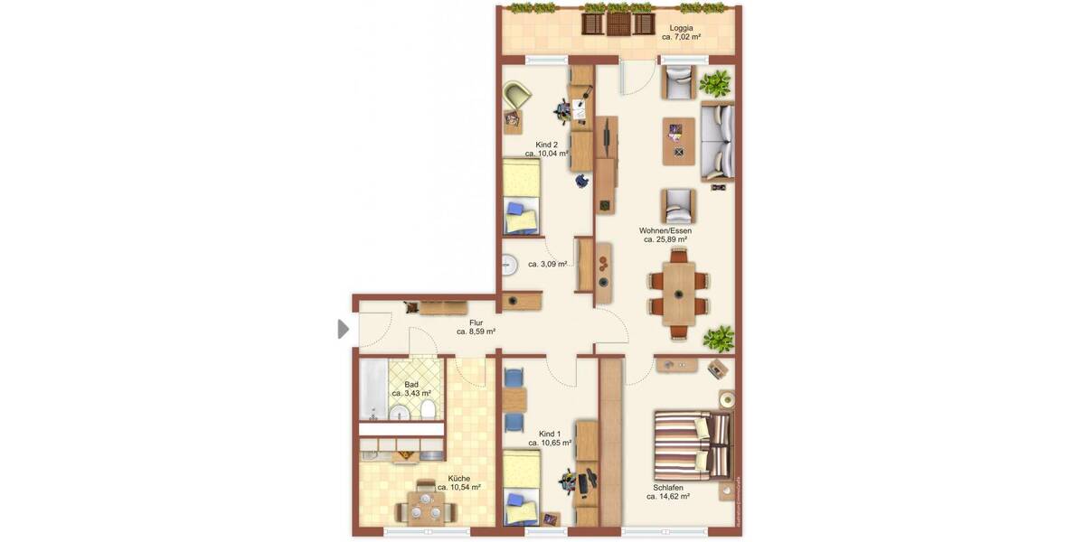 Etagenwohnung Chemnitz Kappel - 4 Zimmer, 90 m&sup2;, 549&euro; | Angebot:26799196