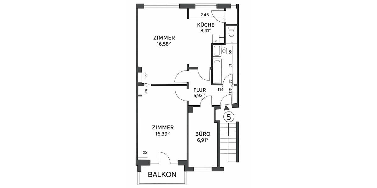 Etagenwohnung Hamburg Winterhude - 2 Zimmer, 61 m&sup2;, 429.000&euro; | Angebot:26853993