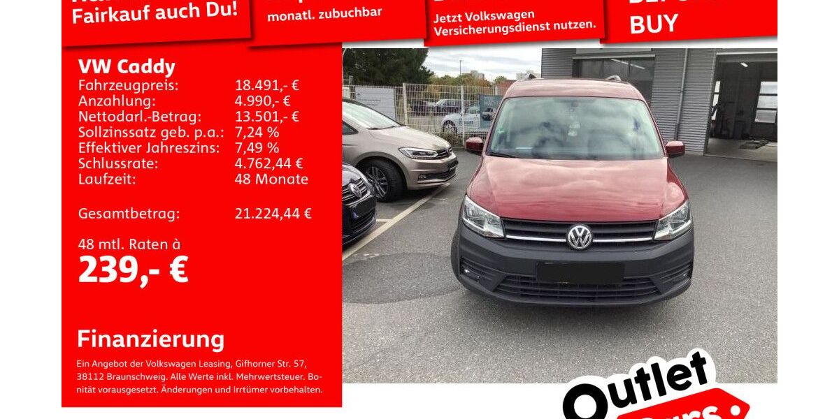VW Caddy 62.831 km 18.491 &euro; Mannheim 68309