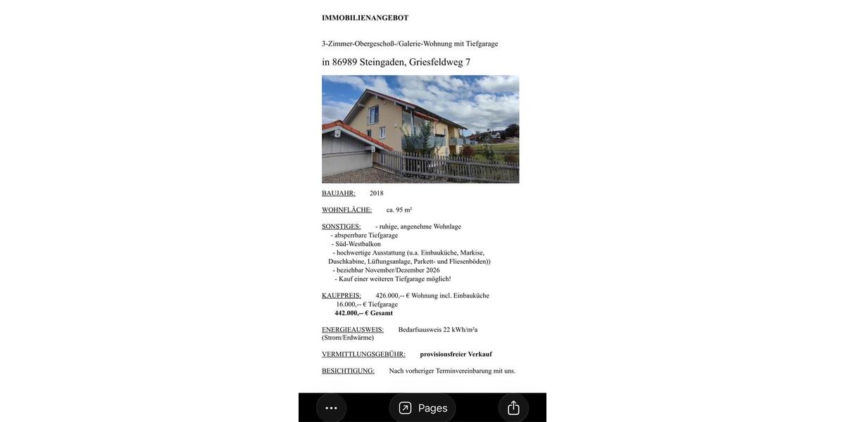 Maisonettenwohnung Steingaden - 3 Zimmer, 95 m&sup2;, 442.000&euro; | Angebot:27201460