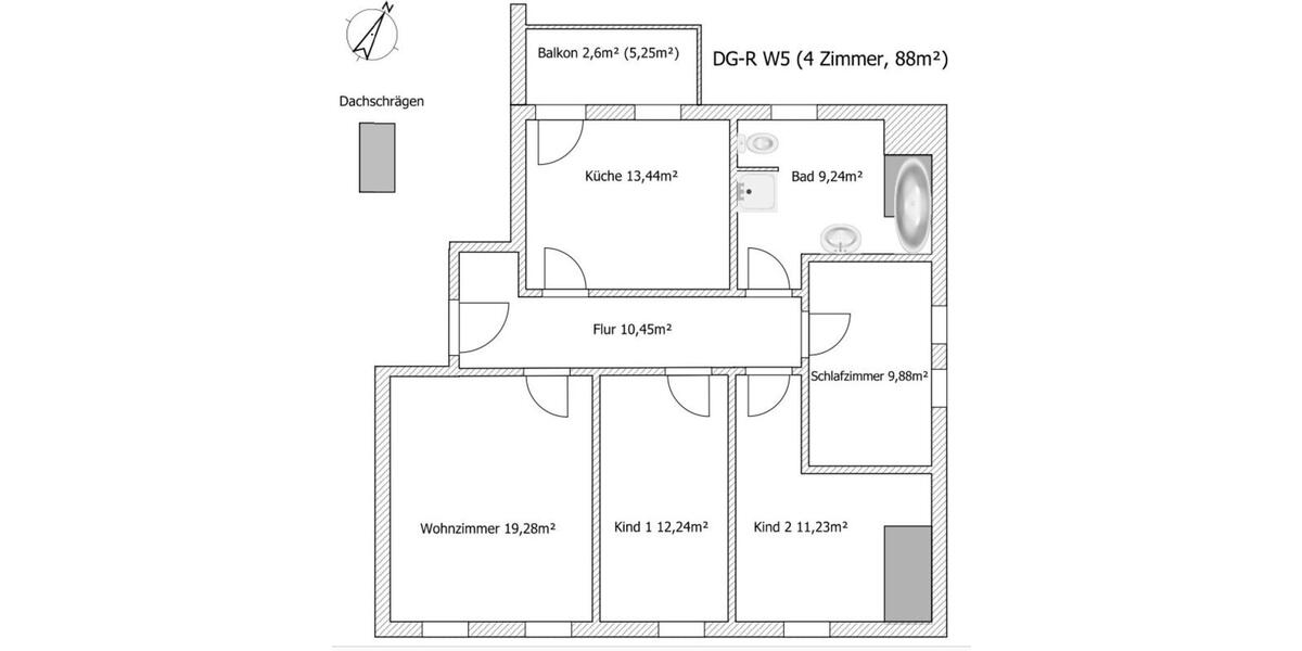 Dachgeschoßwohnung Schleiz - 4 Zimmer, 88 m&sup2;, 660&euro; | Angebot:25407532