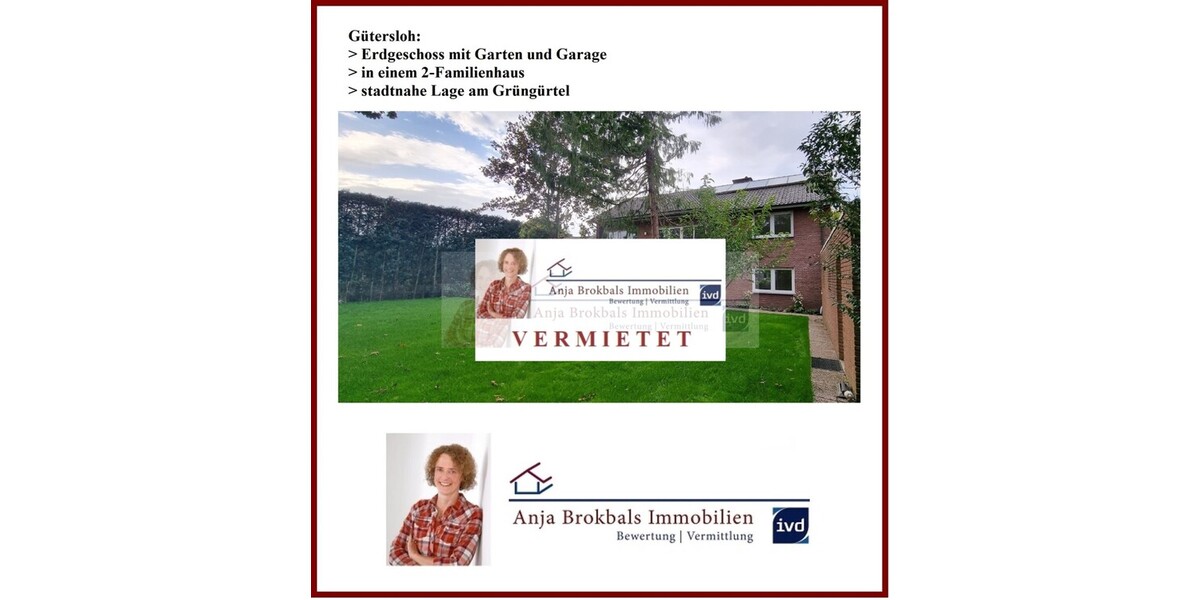 Gütersloh: Erdgeschoss mit Garten und Garage in einem 2 Familienhaus, stadtnahe Lage am Grüngürtel 4.5 zimmer