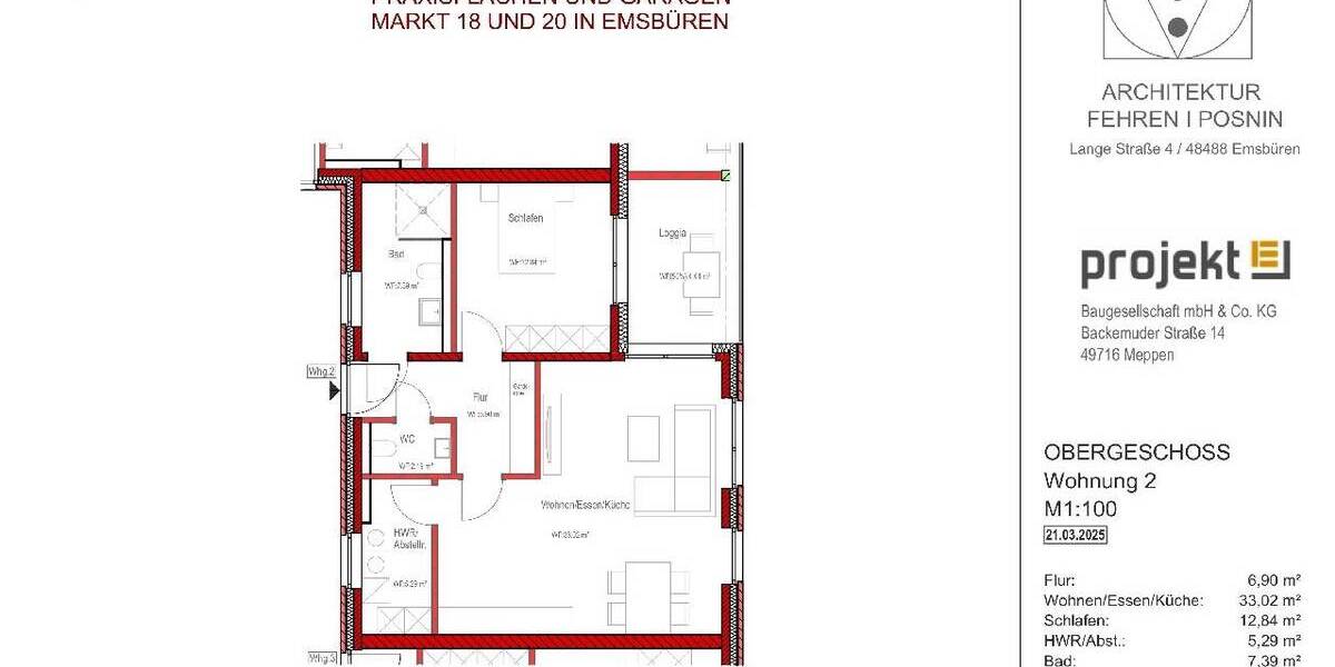 Etagenwohnung Emsbüren - 2 Zimmer, 72 m&sup2;, 305.000&euro; | Angebot:23965449