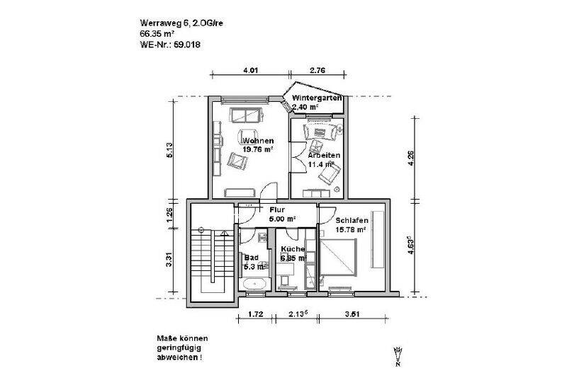 Etagenwohnung Minden Innenstadt - 3 Zimmer, 66 m&sup2;, 549&euro; | Angebot:26902090
