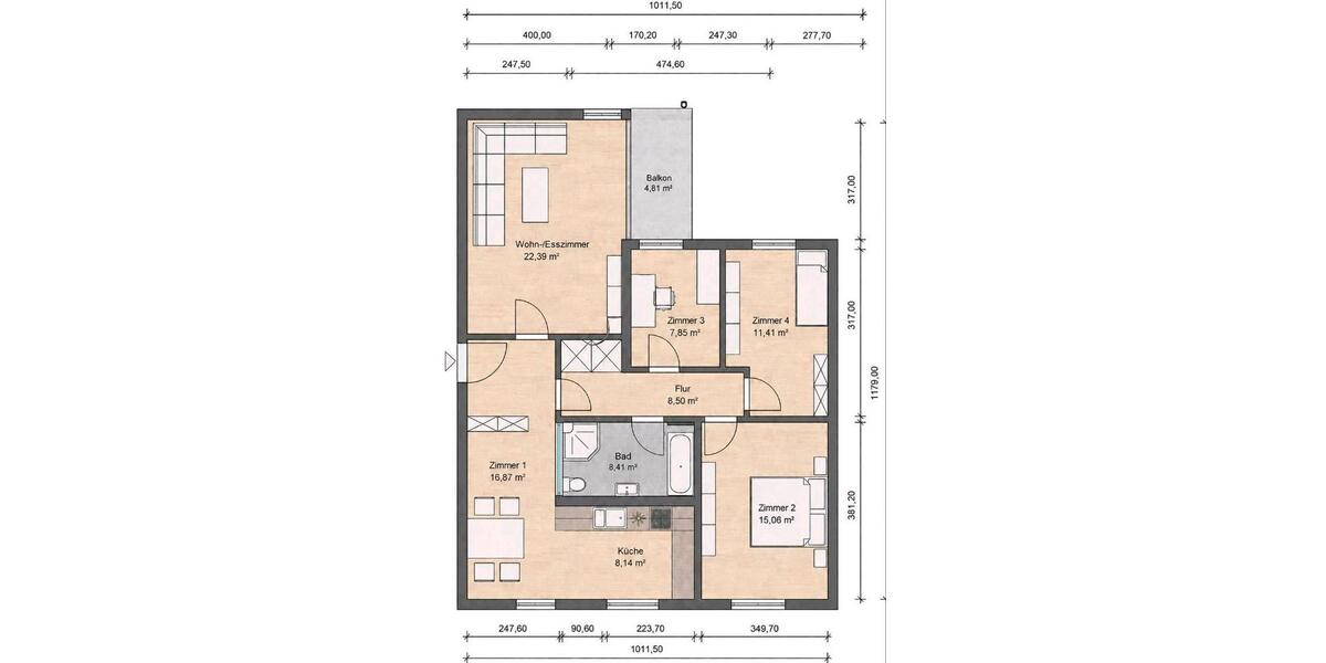 Etagenwohnung Koblenz Horchheim - 4.5 Zimmer, 100 m&sup2;, 340.000&euro; | Angebot:26489133