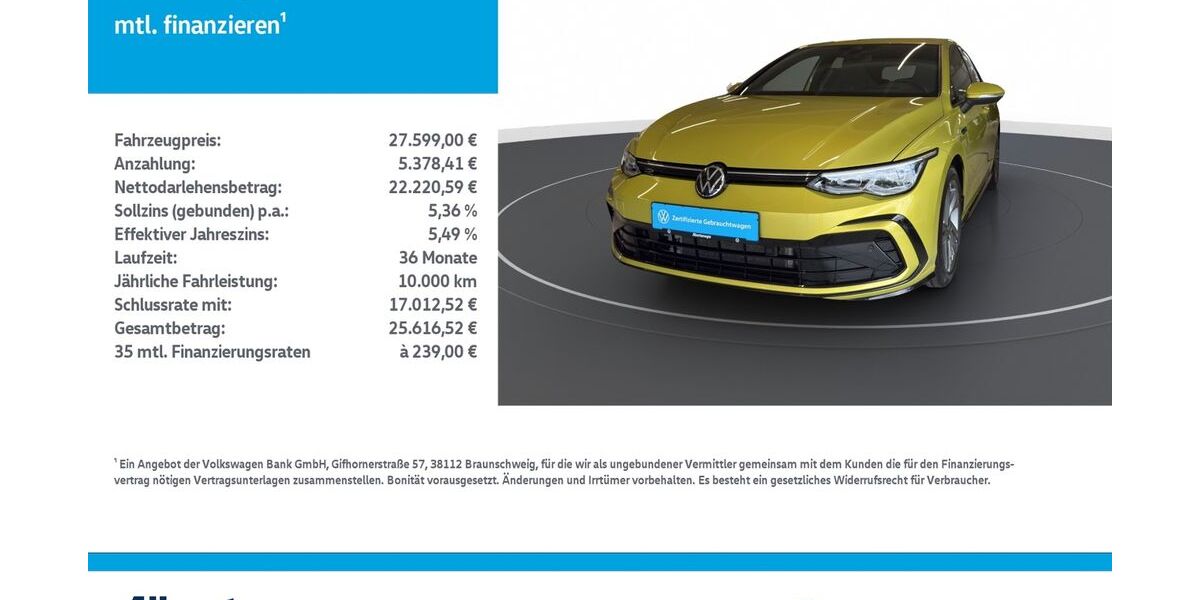 VW Golf 15.408 km 27.599 &euro; Nordhausen 99734