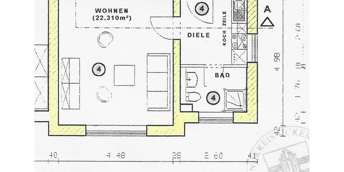 Etagenwohnung Lychen - 1 Zimmer, 33 m&sup2;, 250&euro; | Angebot:26278672