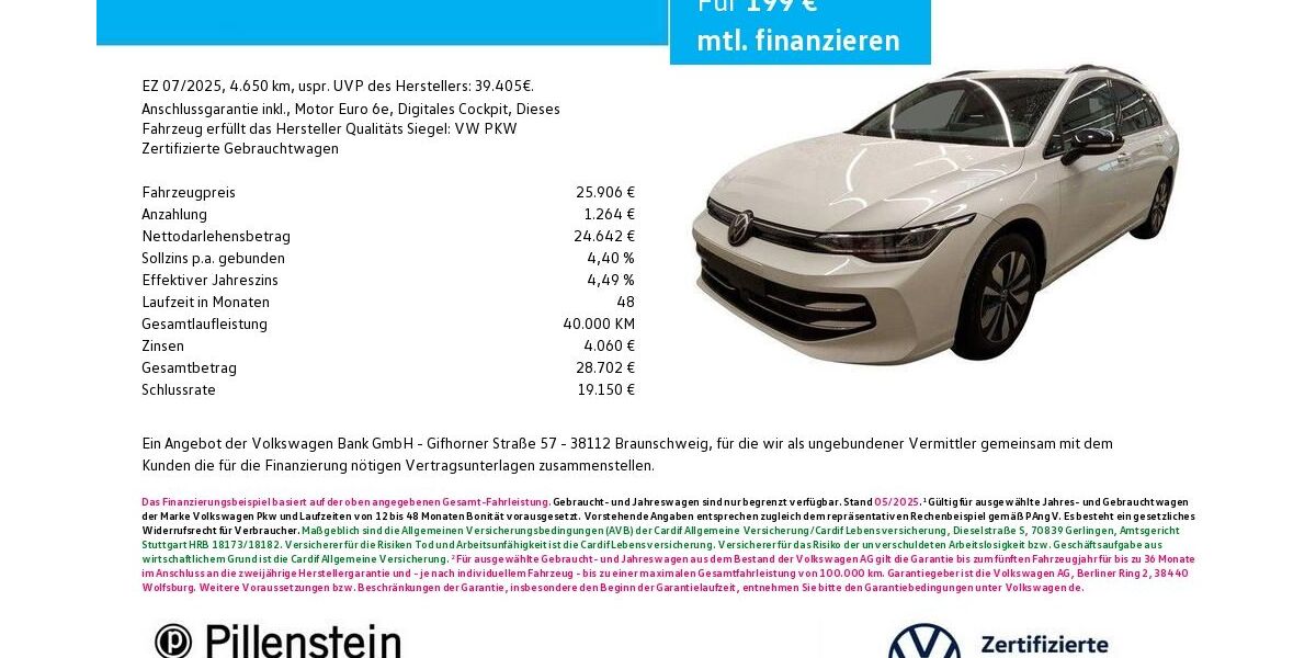 VW Golf 4.650 km 25.906 &euro; Fürth 90762