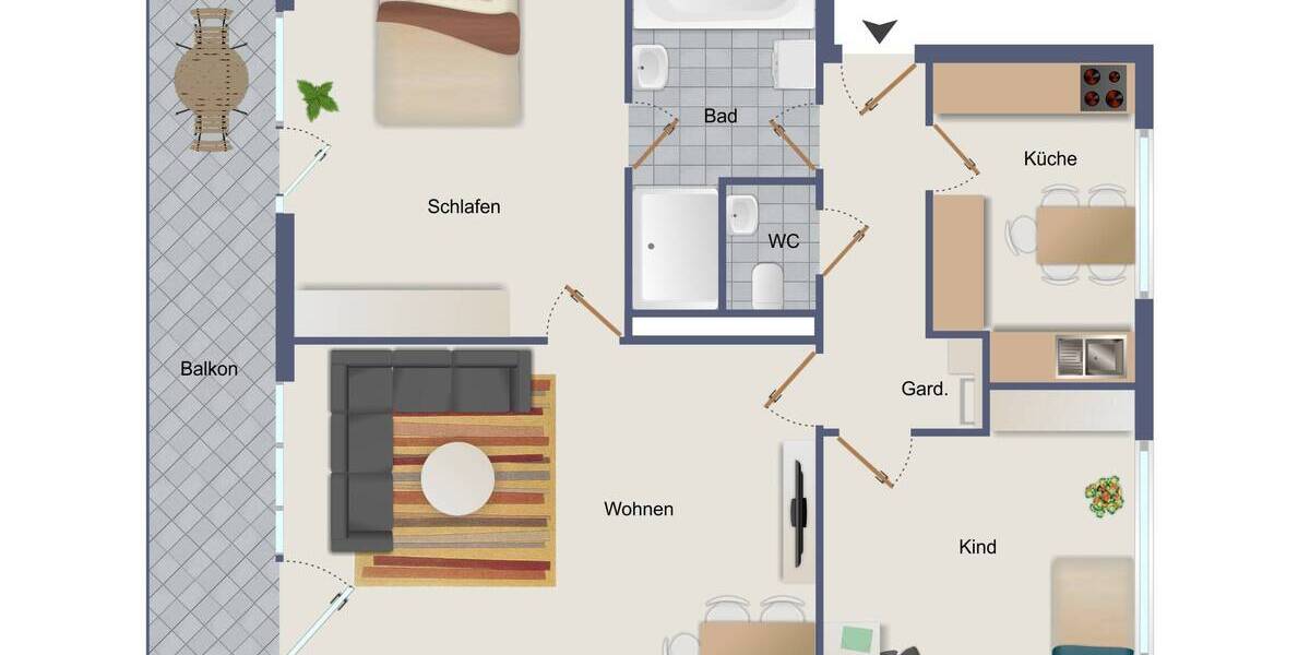 Etagenwohnung Freudenstadt - 3 Zimmer, 80 m&sup2;, 178.000&euro; | Angebot:26724836