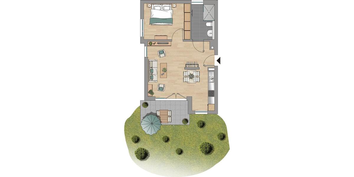 Erdgeschoßwohnung Mainz Bretzenheim - 2 Zimmer, 60 m&sup2;, 1.295&euro; | Angebot:25248887