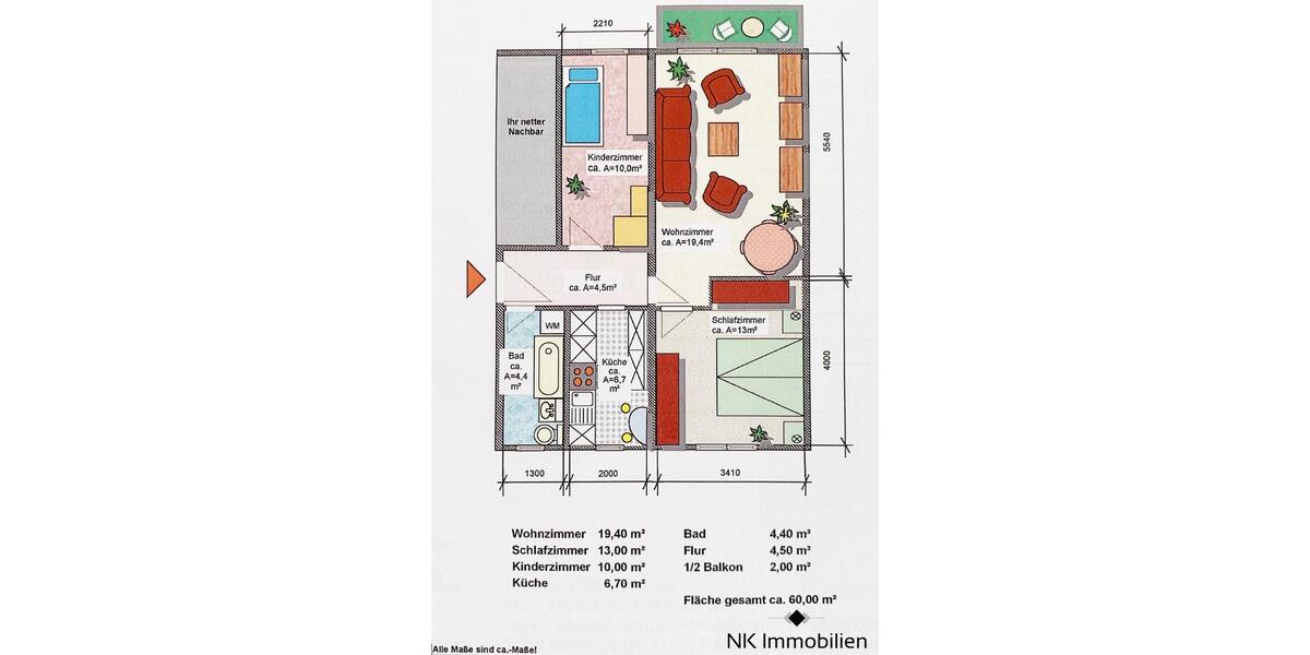 Etagenwohnung Limbach-Oberfrohna Oberfrohna - 3 Zimmer, 60 m&sup2;, 408&euro; | Angebot:26321898