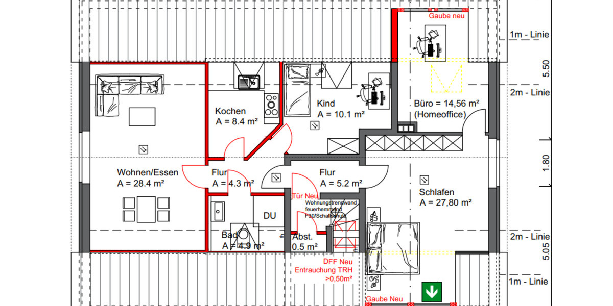 Dachgeschoßwohnung Reken - 4 Zimmer, 104 m&sup2;, 870&euro; | Angebot:24943725