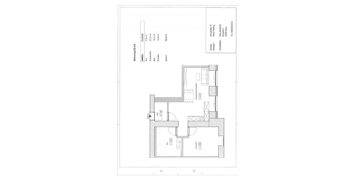 Erdgeschoßwohnung Plattling - 2 Zimmer, 56 m&sup2;, 620&euro; | Angebot:26292302