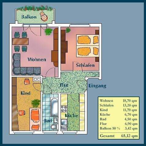 Attraktive, helle 3-Raum-Wohnung mit großem Balkon
