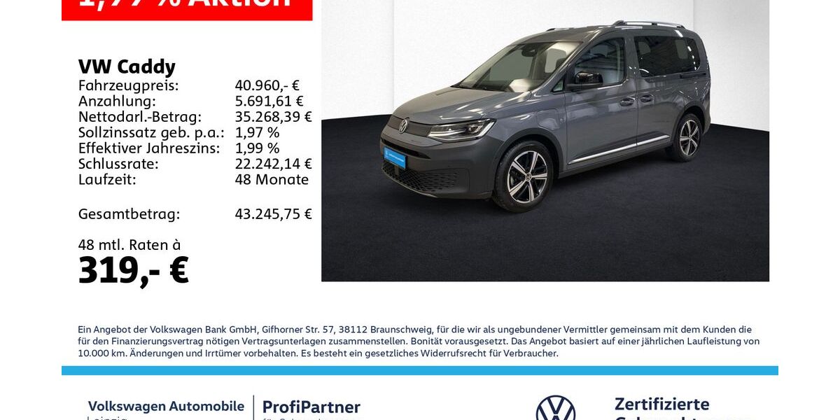 VW Caddy 18.929 km 40.960 &euro; Leipzig 04178