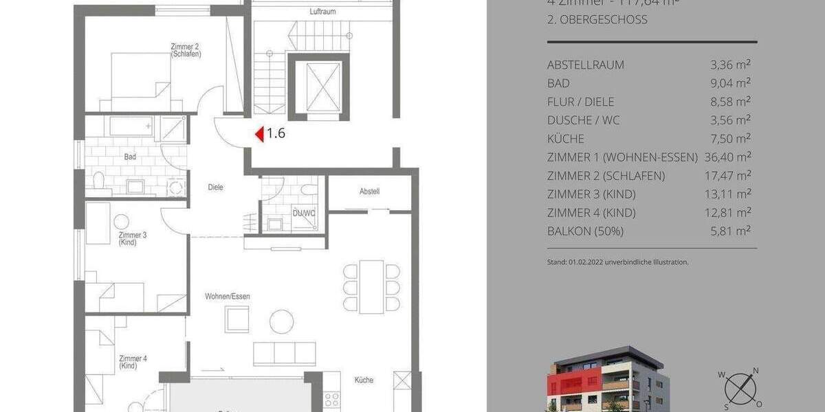 Etagenwohnung Calw Wimberg - 4 Zimmer, 117 m&sup2;, 1.410&euro; | Angebot:25212636