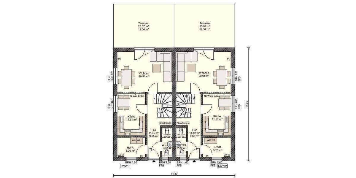 Doppelhaushälfte Stralsund Grünthal-Viermorgen - 4 Zimmer, 105 m&sup2;, 304.670&euro; | Angebot:26499372