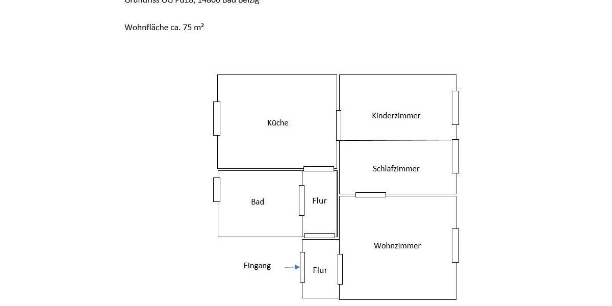 Etagenwohnung Bad Belzig - 3 Zimmer, 75 m&sup2;, 840&euro; | Angebot:24754181