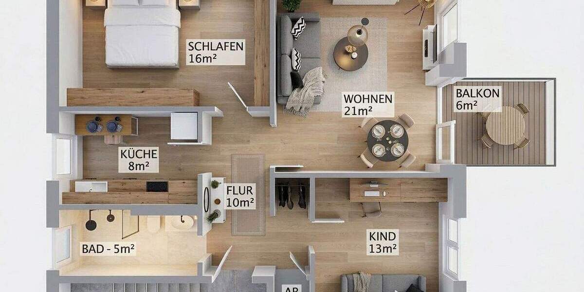 Etagenwohnung Schwandorf - 3 Zimmer, 76 m&sup2;, 249.000&euro; | Angebot:25805867