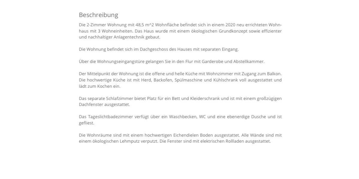 Dachgeschoßwohnung Murrhardt - 2 Zimmer, 49 m&sup2;, 750&euro; | Angebot:24511757