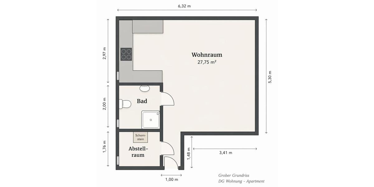 Dachgeschoßwohnung Bielefeld Mitte - 1 Zimmer, 32 m&sup2;, 400&euro; | Angebot:26367876