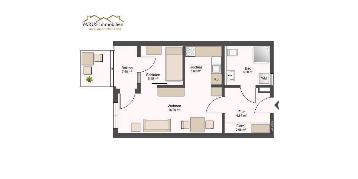 Etagenwohnung Bramsche - 2 Zimmer, 39 m&sup2;, 145.000&euro; | Angebot:25390522