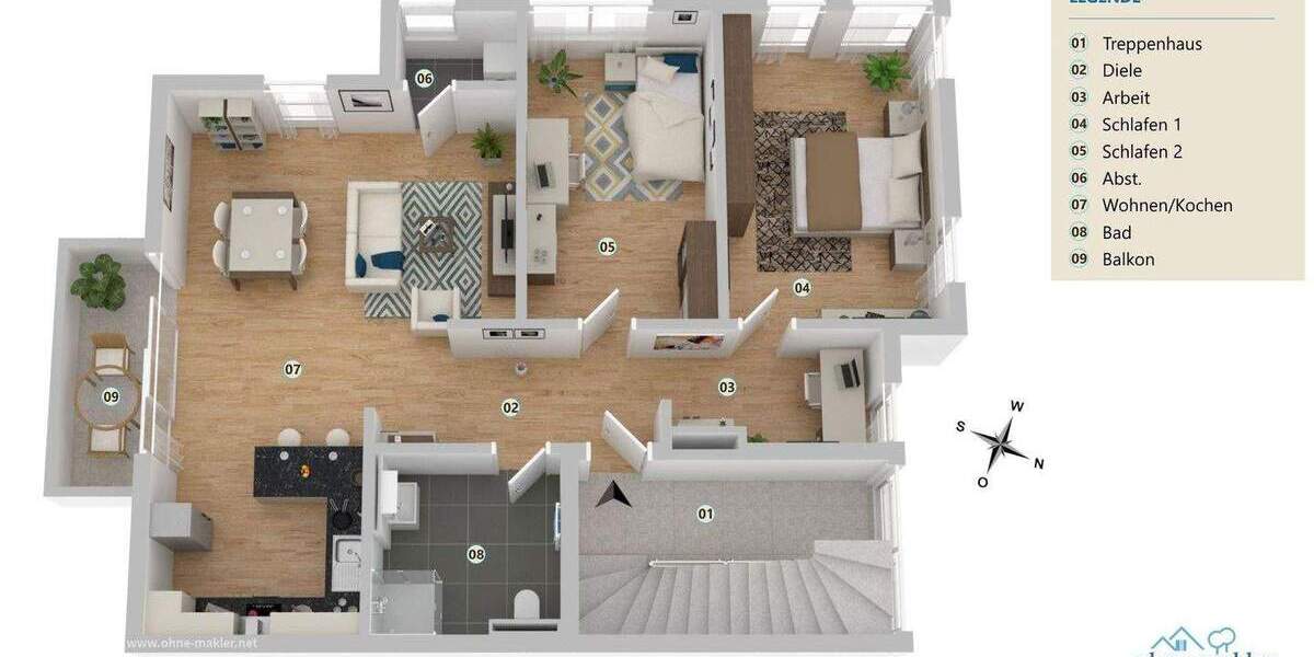 Etagenwohnung Paderborn Kernstadt - 3 Zimmer, 87 m&sup2;, 1.260&euro; | Angebot:25752175