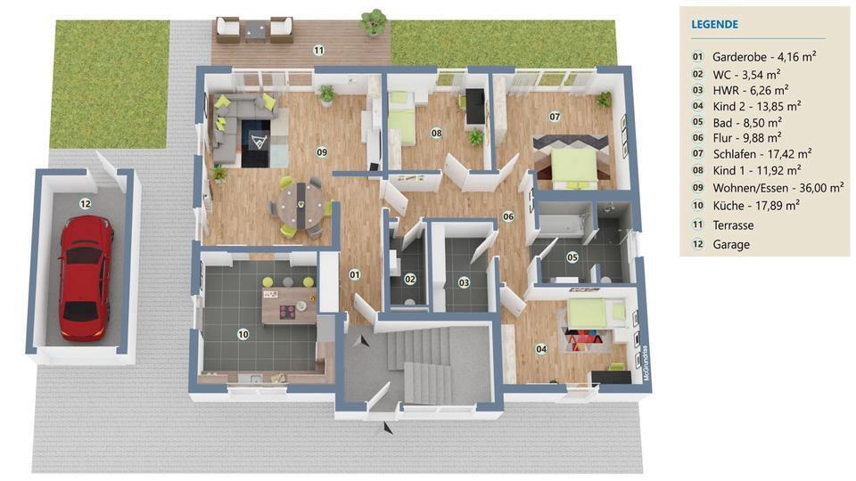 Neubau!: große 4-Zi.-Whg. mit Garten, optional Garage & Wallbox