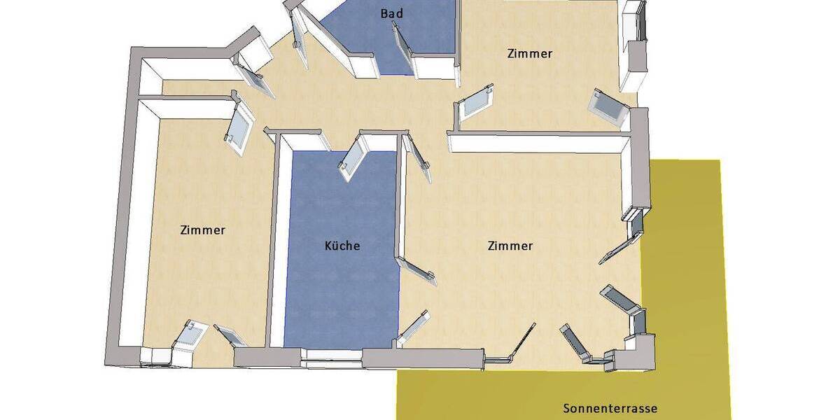 Etagenwohnung Teltow - 3 Zimmer, 82 m&sup2;, 339.000&euro; | Angebot:26433286