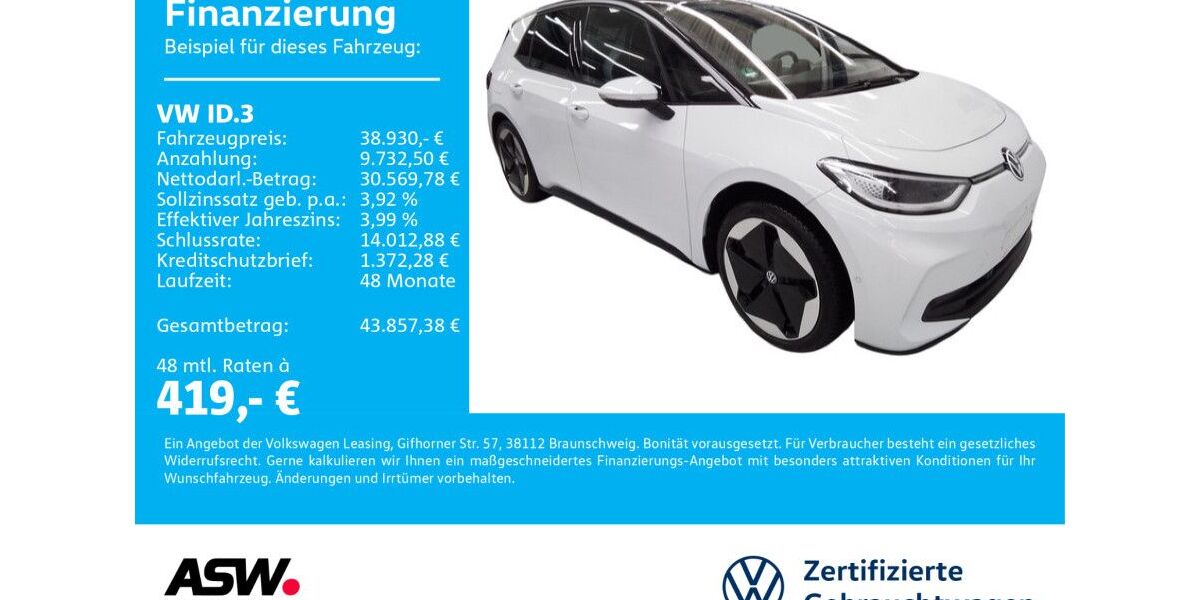 VW ID.3 22.300 km 38.930 &euro; Neckarsulm 74172