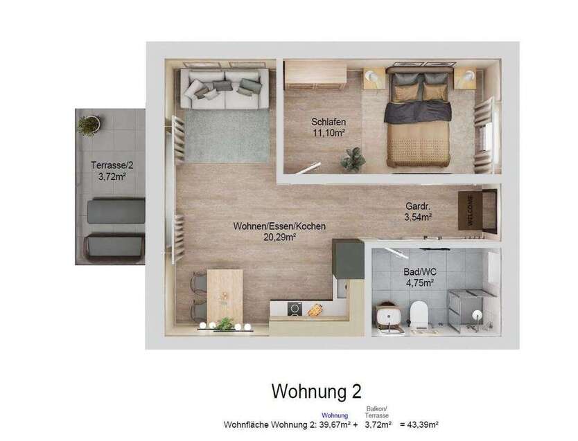 Wohnung zum Kaufen in Pfaffenhofen 284.400 € 43.4 m²