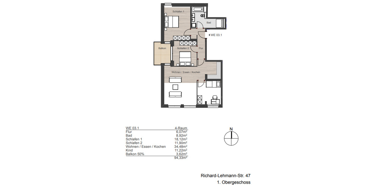 Etagenwohnung Leipzig Südvorstadt - 4 Zimmer, 94 m&sup2;, 472.900&euro; | Angebot:25997767