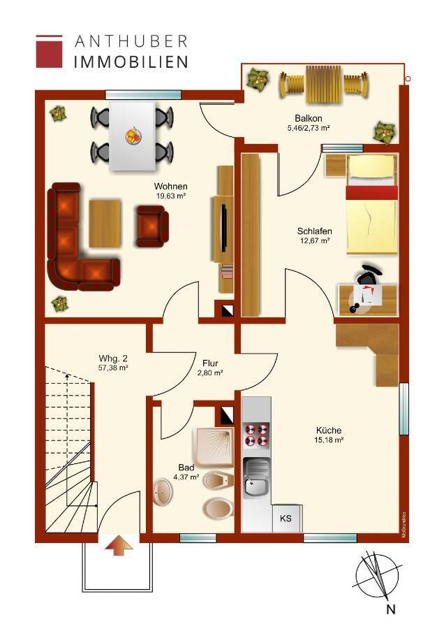 ***Provisionsfrei für Kaufende*** Helle 2 Zimmerwohnung mit sonnigem Balkon in ruhiger Lage
