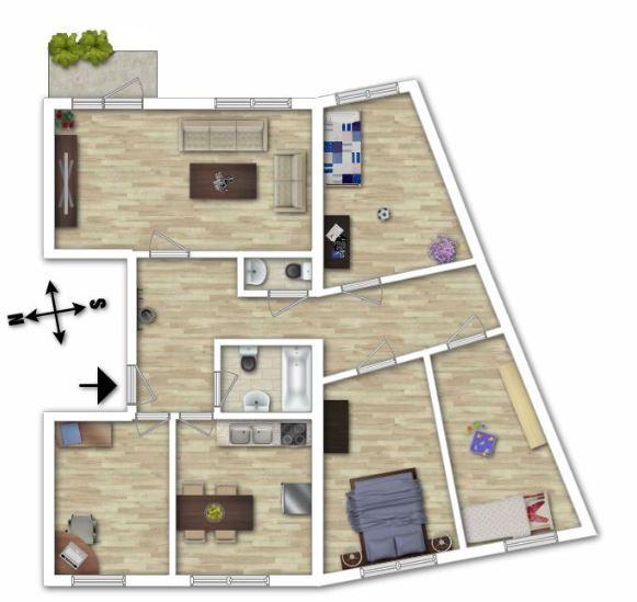 Etagenwohnung Halle (Saale) Nietleben - 5 Zimmer, 100 m&sup2;, 561&euro; | Angebot:25321025