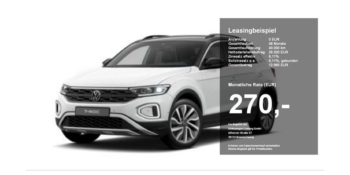 VW T-Roc 9.979 km 29.320 &euro; Regen 94209