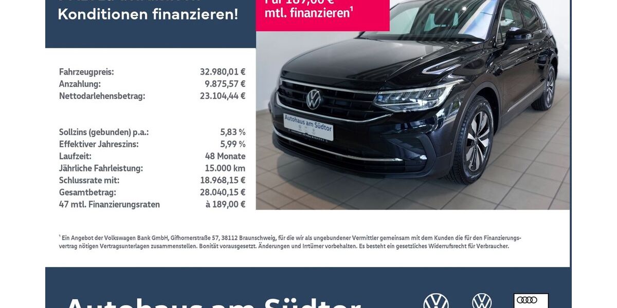 VW Tiguan 21.509 km 32.980 &euro; Rietberg 33397