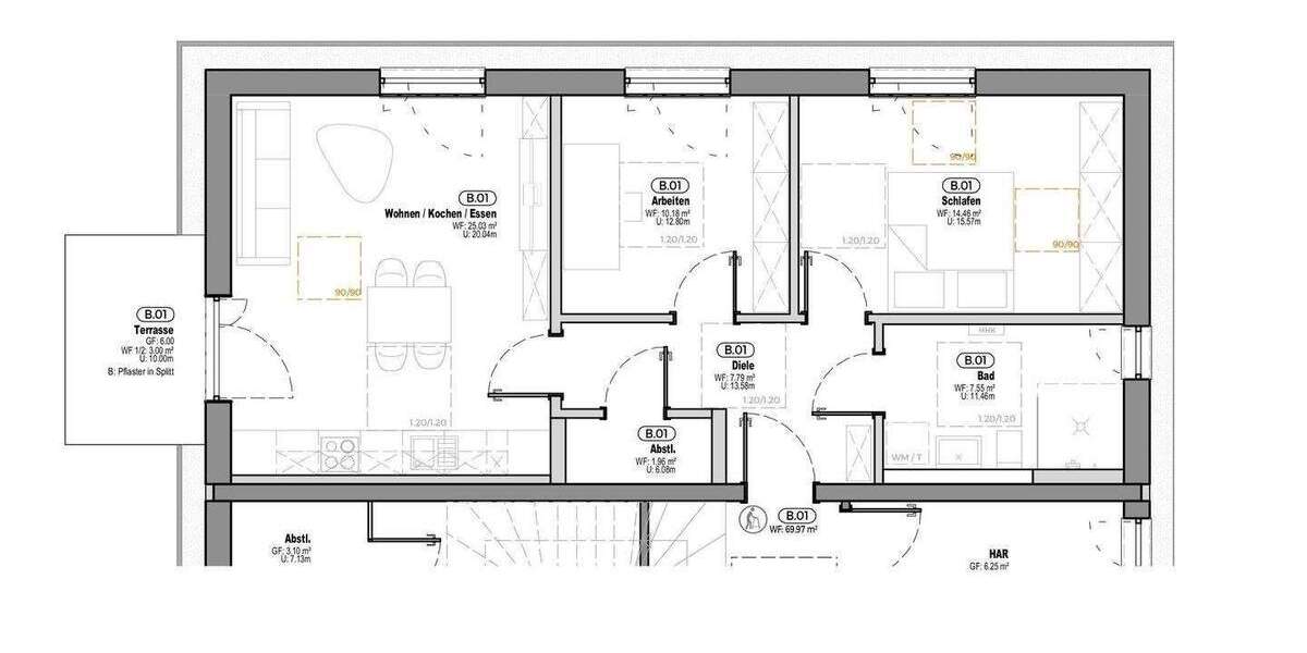 Terrassenwohnung Bernhardswald - 3 Zimmer, 69 m&sup2;, 328.800&euro; | Angebot:25778843