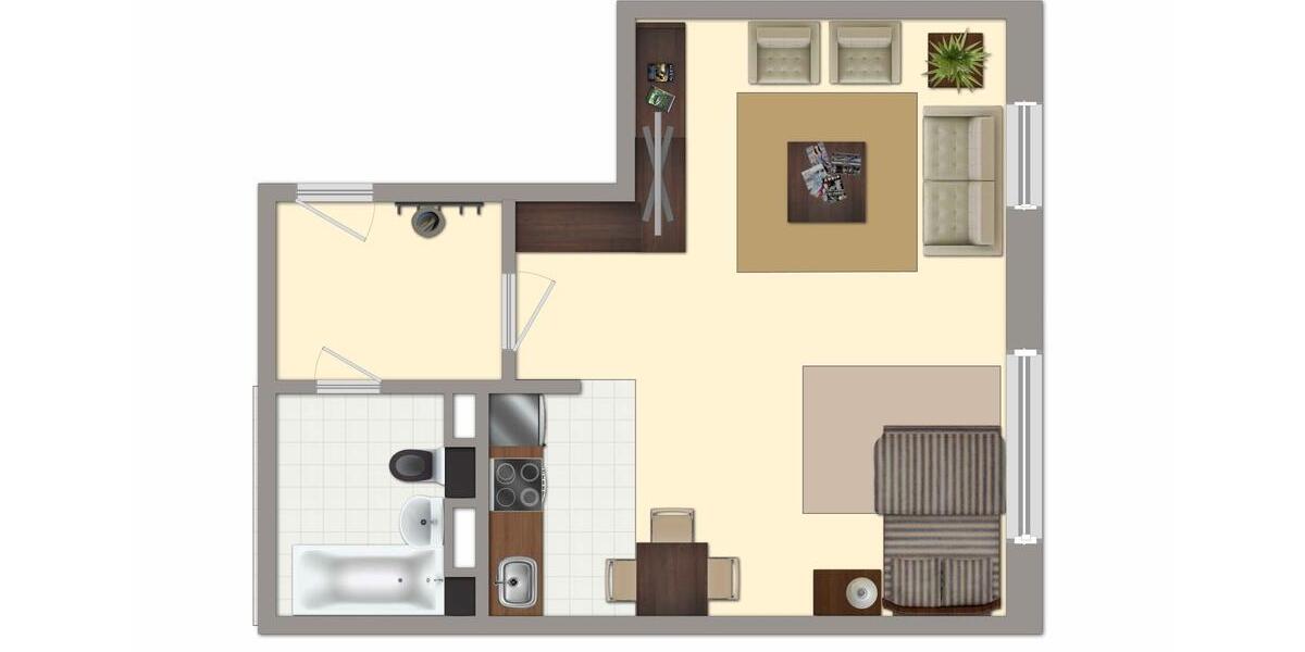 Erdgeschoßwohnung Eberswalde Brandenburgisches Viertel - 1 Zimmer, 35 m&sup2;, 385&euro; | Angebot:26391481