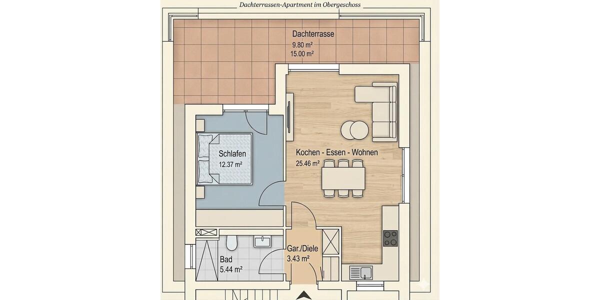 Einfamilienhaus Mainz Finthen - 2 Zimmer, 56 m&sup2;, 1.125&euro; | Angebot:25431539