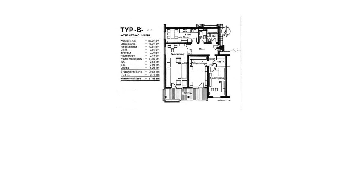 Etagenwohnung Singen (Hohentwiel) - 3.5 Zimmer, 88 m&sup2;, 279.000&euro; | Angebot:26987295