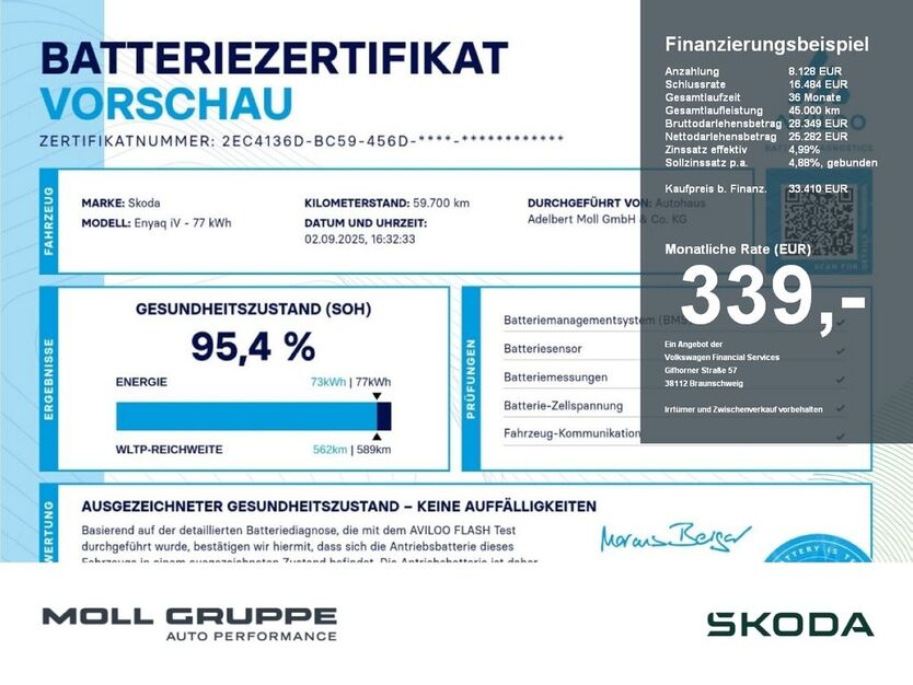 Skoda Enyaq 56.011 km 33.410 € Düsseldorf 40474