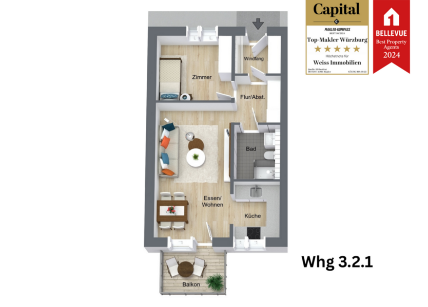 Wohnung zum Kaufen in Hilpoltstein 276.606 € 54.3 m² 2 zimmer
