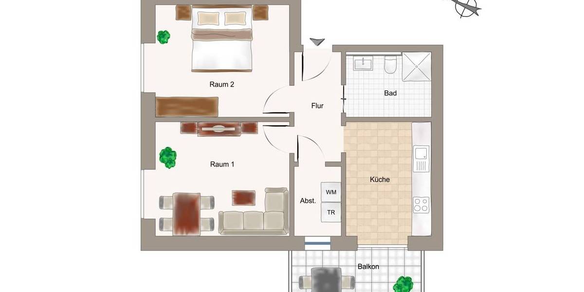 Etagenwohnung Vechta - 2 Zimmer, 55 m&sup2;, 550&euro; | Angebot:26684562