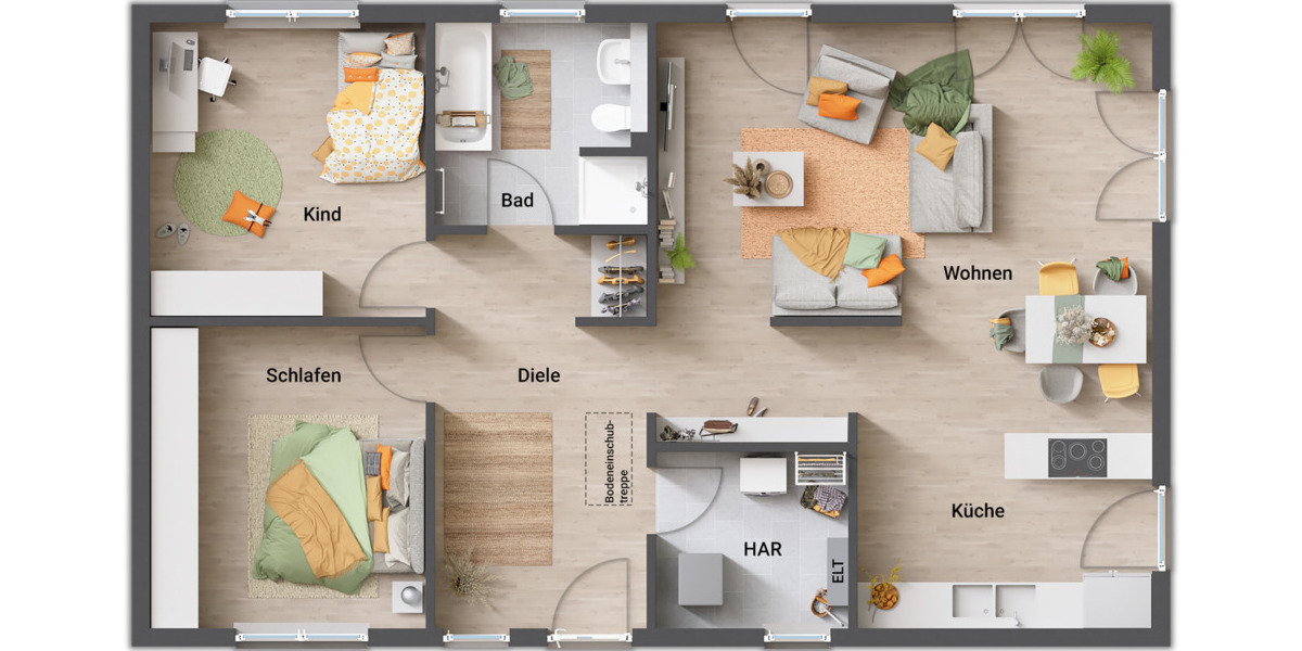 Bungalow Habichtswald Dörnberg - 5 Zimmer, 102 m&sup2;, 331.850&euro; | Angebot:25709675