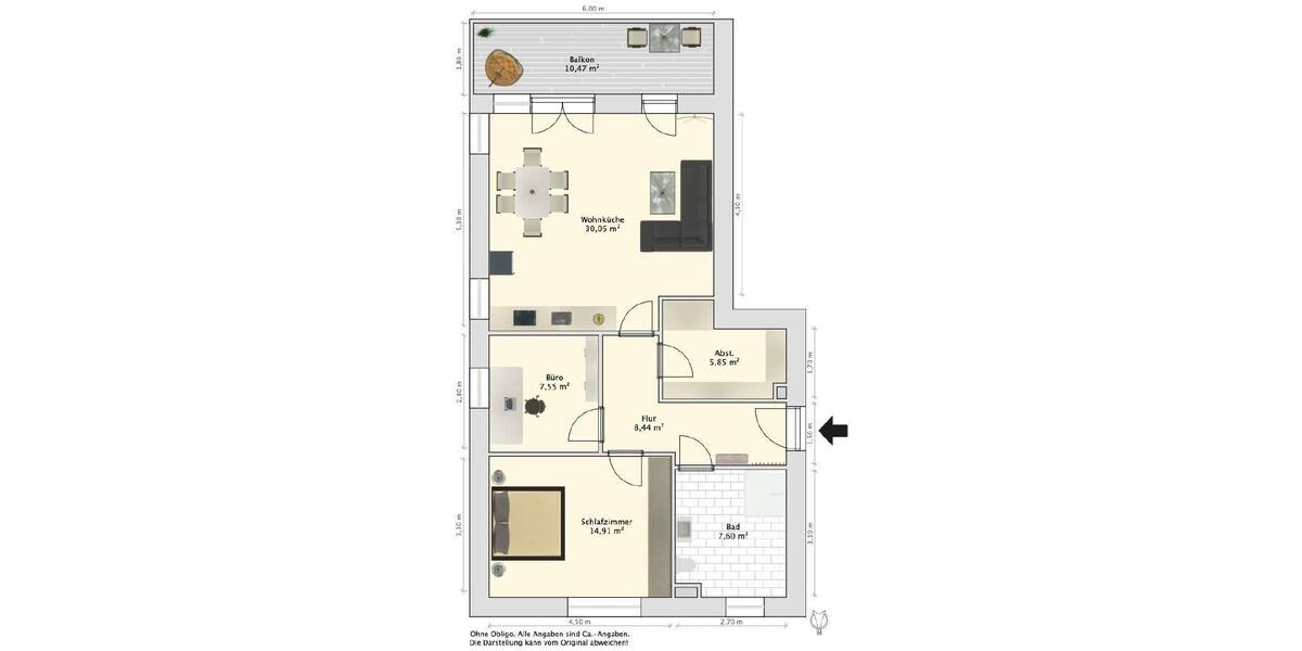 Etagenwohnung Wilhelmshaven-Heppens Heppens - 3 Zimmer, 76 m&sup2;, 252.000&euro; | Angebot:25686829