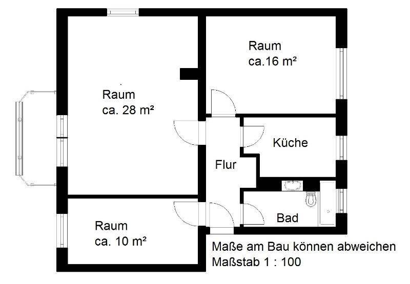 Etagenwohnung Halle (Saale) Landrain - 3 Zimmer, 69 m&sup2;, 609&euro; | Angebot:26910028